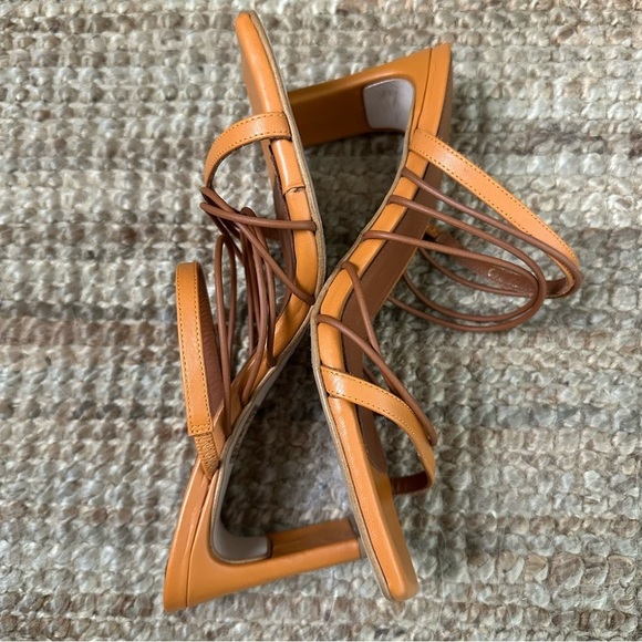 Alohas sunbeam orange strappy slip on square toe heels - Picture 5 of 9